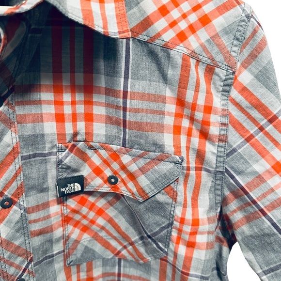 The North Face Men’s Plaid Long Sleeve Shirt Snap front outdoors hiking Sz Small - Picture 6 of 8